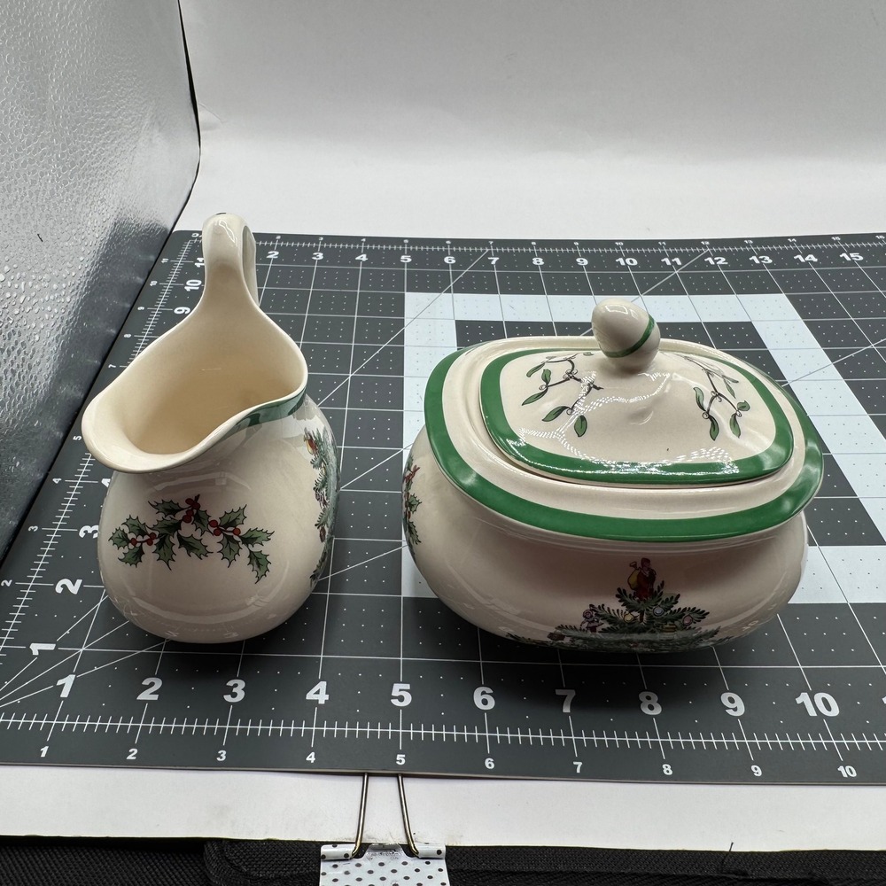 Spode Creamer and Sugar Bowl Set Unisex OS Cream Christmas Tree S3324-A6 - Picture 15 of 15